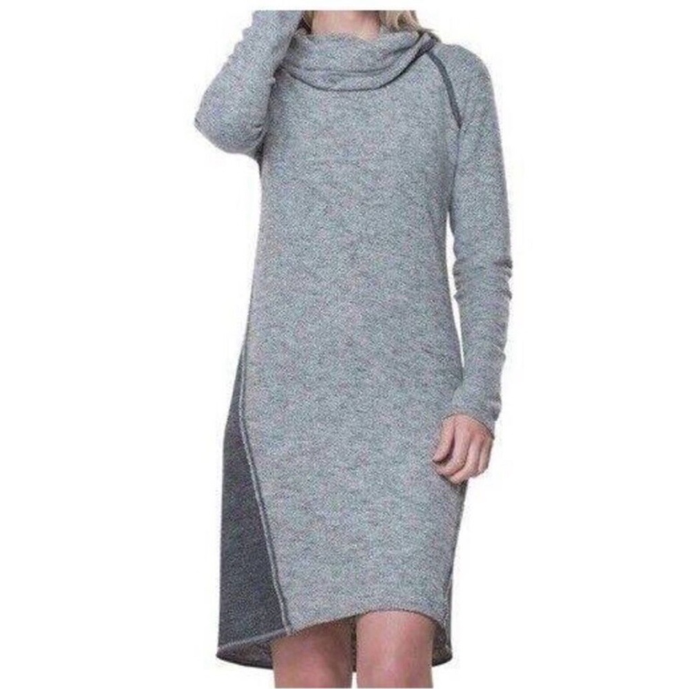 Kuhl Nova Gray Funnel Neck Wool Blend Shift Dress XS